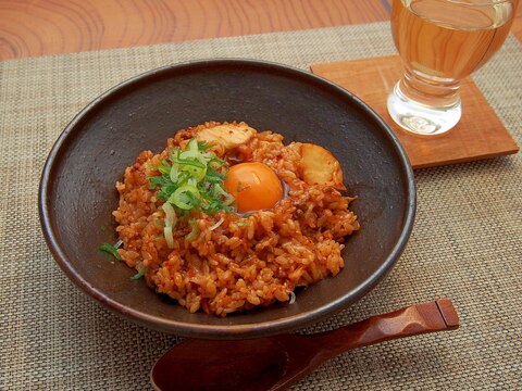 卵でまったり！簡単合いびき肉とキムチの混ぜご飯